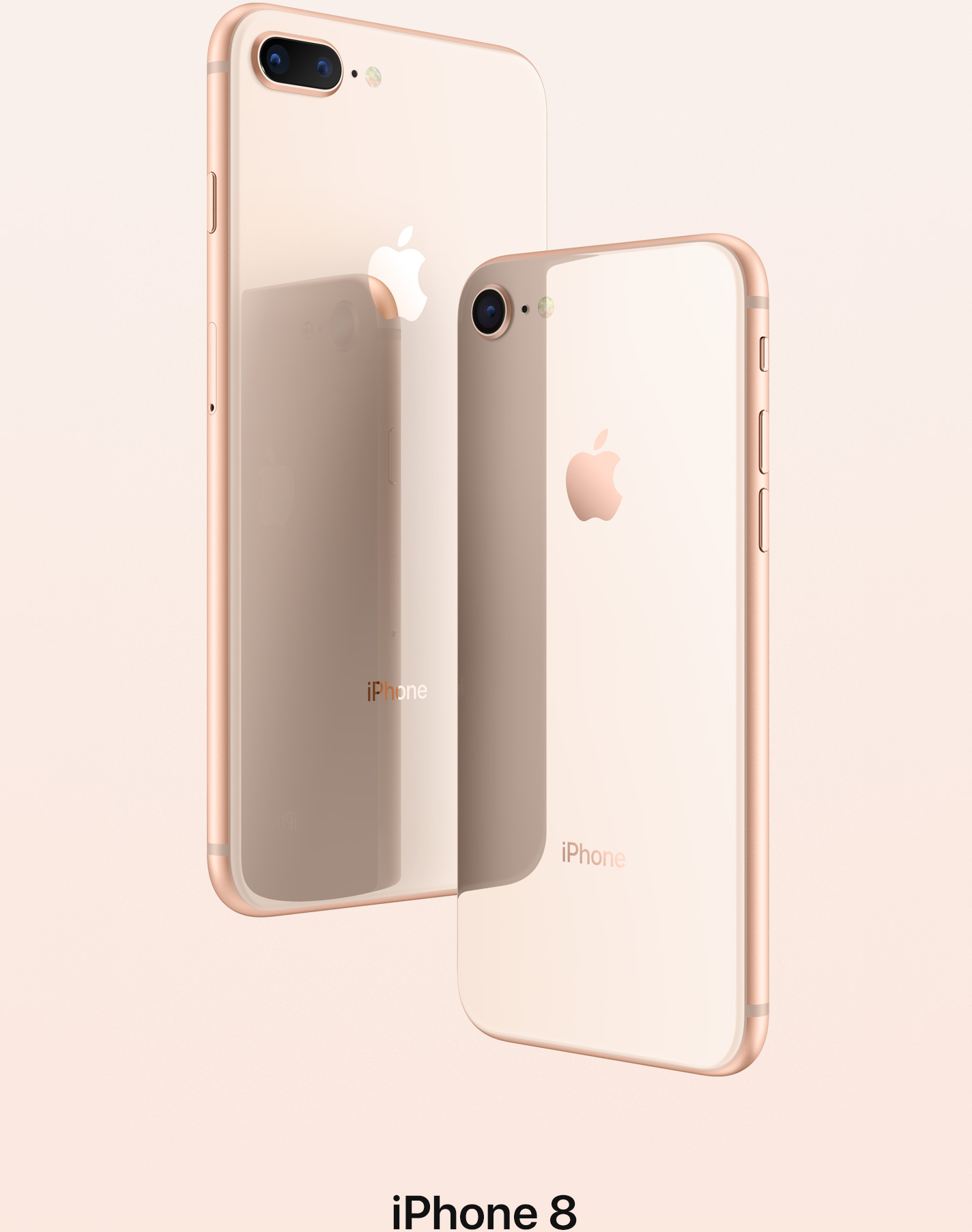 iPhone 8 - Available in space grey, silver and gold.