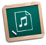 Chalkboard with mp3 icon