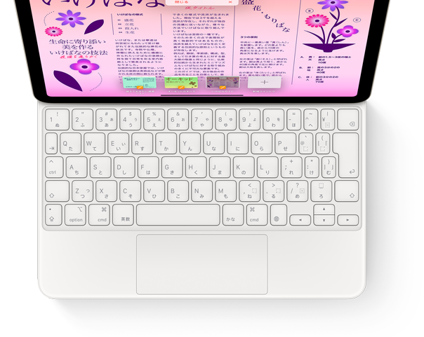 iPad Proに取りつけたMagic Keyboardを上から見た図。