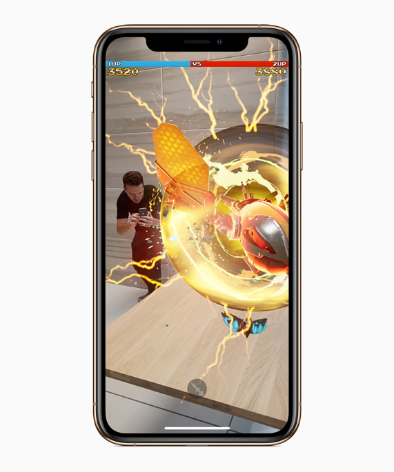 iPhone Xs showing an AR experience.