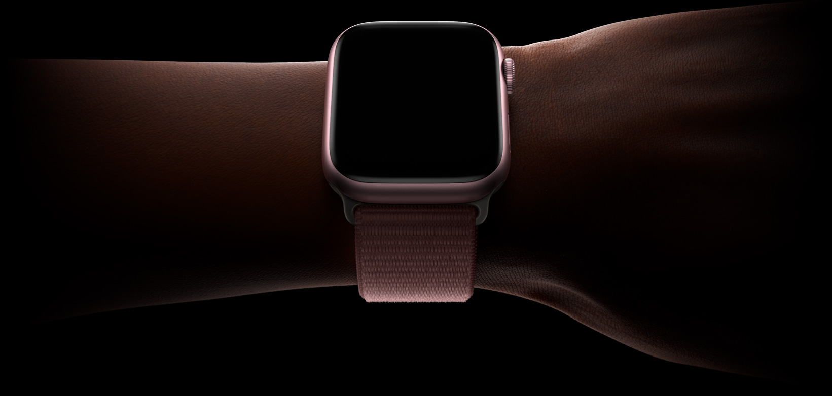 Vista frontal del Apple Watch con un Grupo Inteligente en la pantalla.