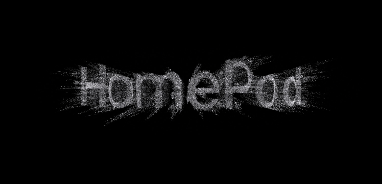 Logotipo del HomePod formado por partículas que palpitan