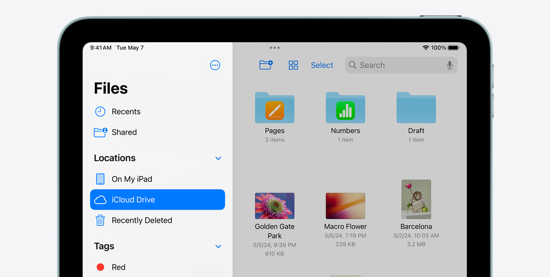 iPad Air med appen Filer.