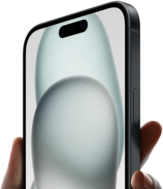 Design do iPhone 15 com bordas em alumínio aeroespacial.
