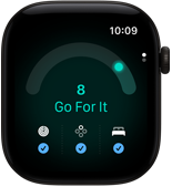 Apple Watch Series 12, алуминиев корпус, черен цвят, резултат за готовност 8, изглед от дясната страна, Digital Crown