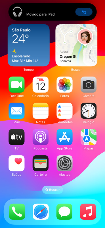 Imagem mostra notificação de troca automática na tela do iPhone.