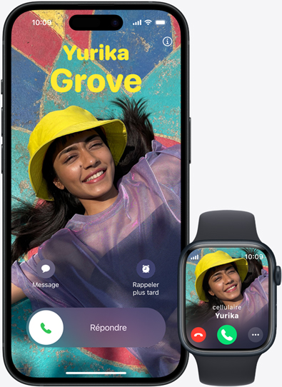 Le même appel pouvant être pris sur iPhone 15 et Apple Watch