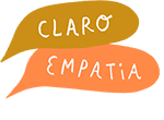 Twee kleurrijke spraakbalonnen met Spaanse woorden: claro en empatia