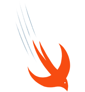 A bird representing the logo of the Swift programming language flies into frame