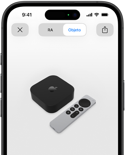 Imagen de un Apple TV 4K en realidad aumentada en un iPhone.