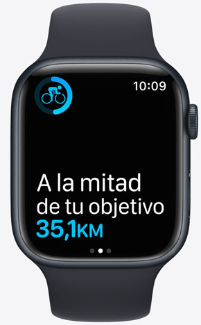 Un Apple Watch que muestra el punto medio de un objetivo