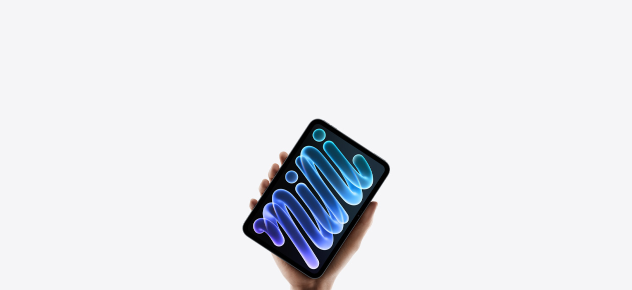 Pohled zezadu na černý iPad mini držený v ruce