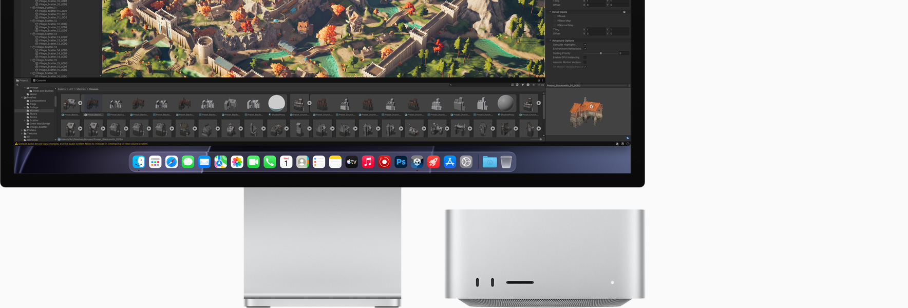 Studio Display XDR, na obrazovce je Unity Editor
