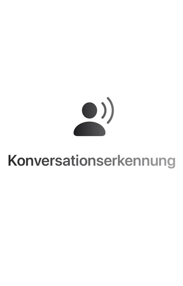 Umgebungsschallwelle, oben und unten, Text in der Mitte lautet: Konversationserkennung