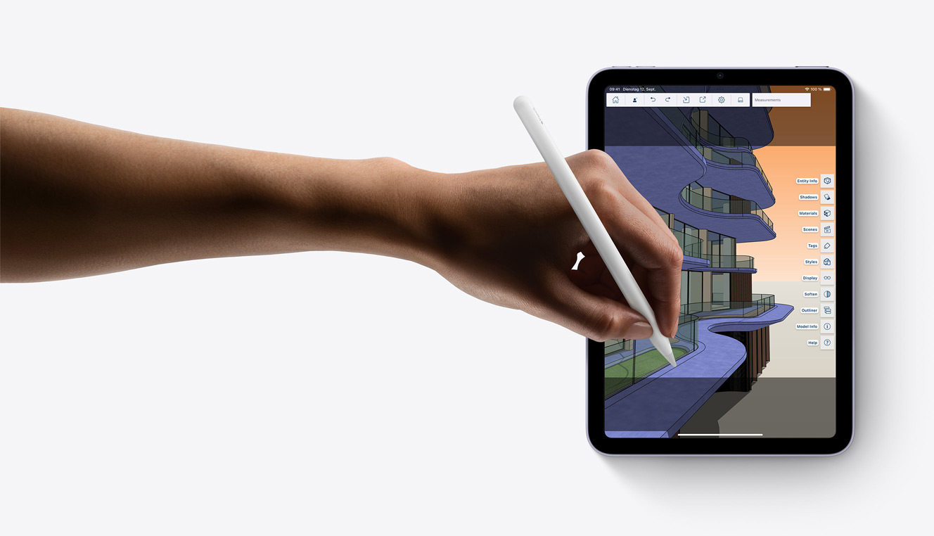 Verwenden des Apple Pencil in der SketchUp App auf dem iPad mini