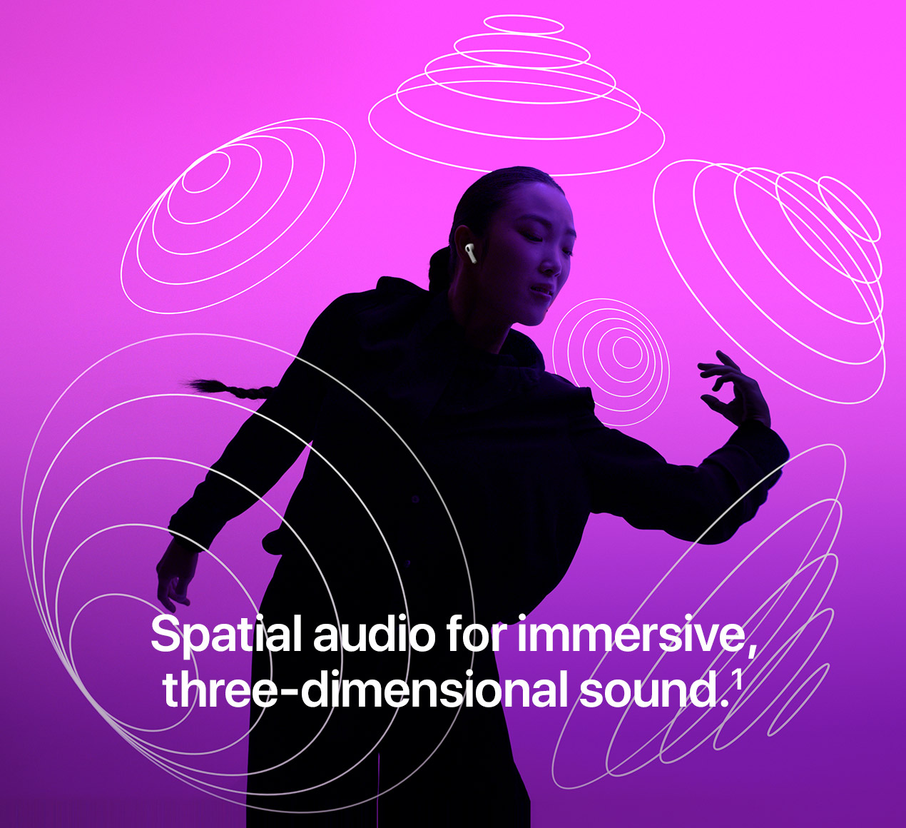 Spatial audio for immersive, three-dimensional sound.(1)