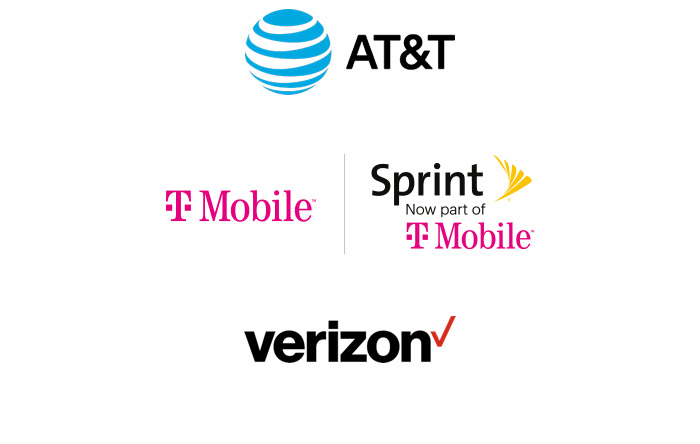 AT&T. T-Mobile. Sprint (Now part of T-Mobile). Verizon.