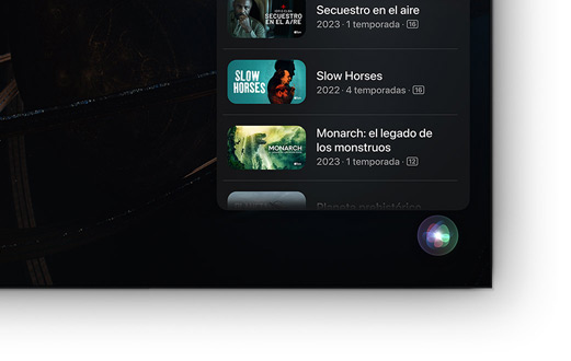 A flat screen television showing list of Apple TV+ movies and shows