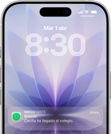 Un iPhone con varias prestaciones integradas de Apple a su alrededor.