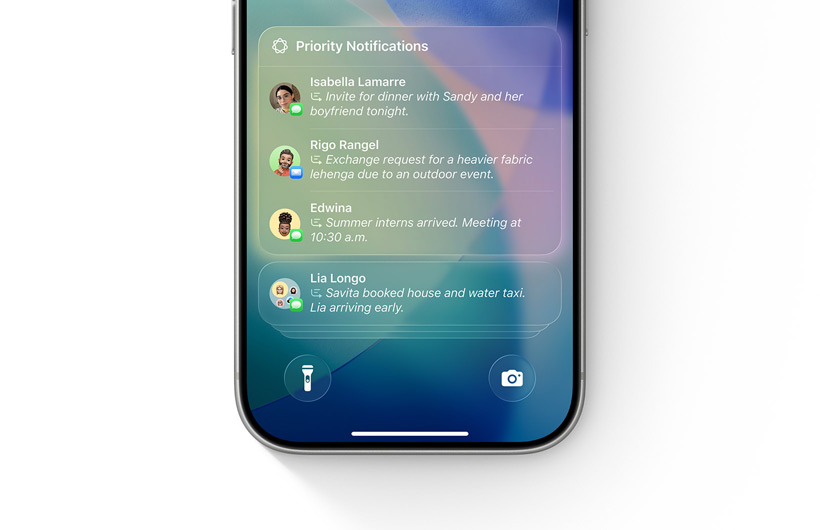 Op een iPhone waarop de focus Beperk Onderbrekingen is ingeschakeld, wordt één melding weergegeven die als misschien belangrijk is aangemerkt.