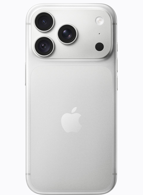 iPhone 17 Pro, silverfinish, sedd bakifrån