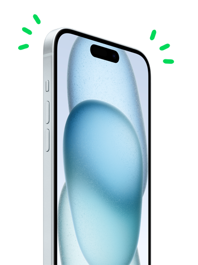 A picture of an iPhone with illustrated green lines on either side.