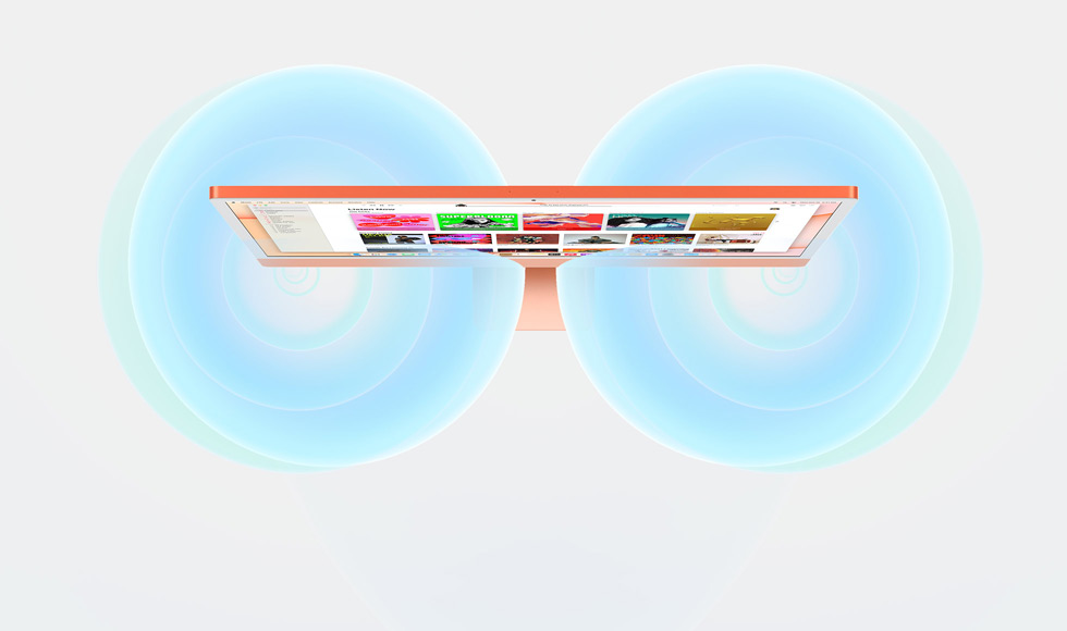 Az iMac hangterét ábrázoló illusztráció