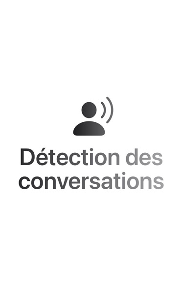 Onde sonore d’ambiance, en haut et en bas, texte au centre indiquant : Détection des conversations