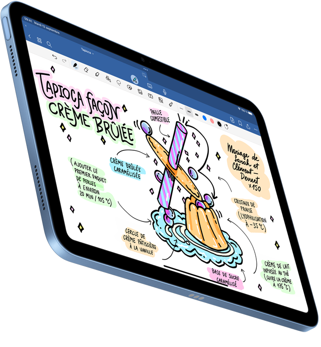 Un document manuscrit créé sur Goodnotes 6 est affiché sur un iPad.