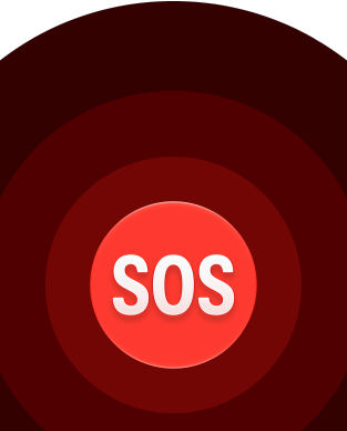Εικονίδιο Επείγον SOS, ένθετοι κόκκινοι κύκλοι με ένα λευκό SOS στη μέση