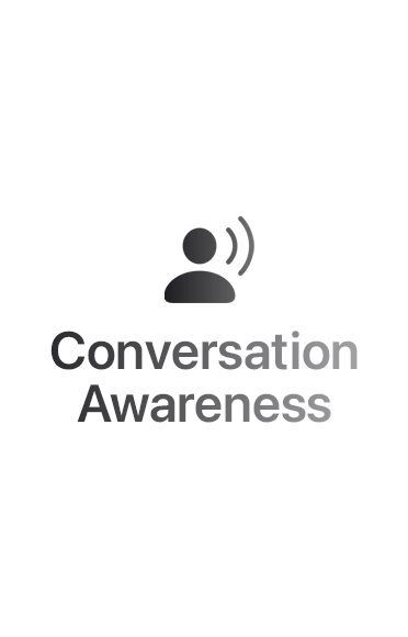 Ambience sound waves as colorful arcs, top and bottom, text on center reads: Conversation Awareness