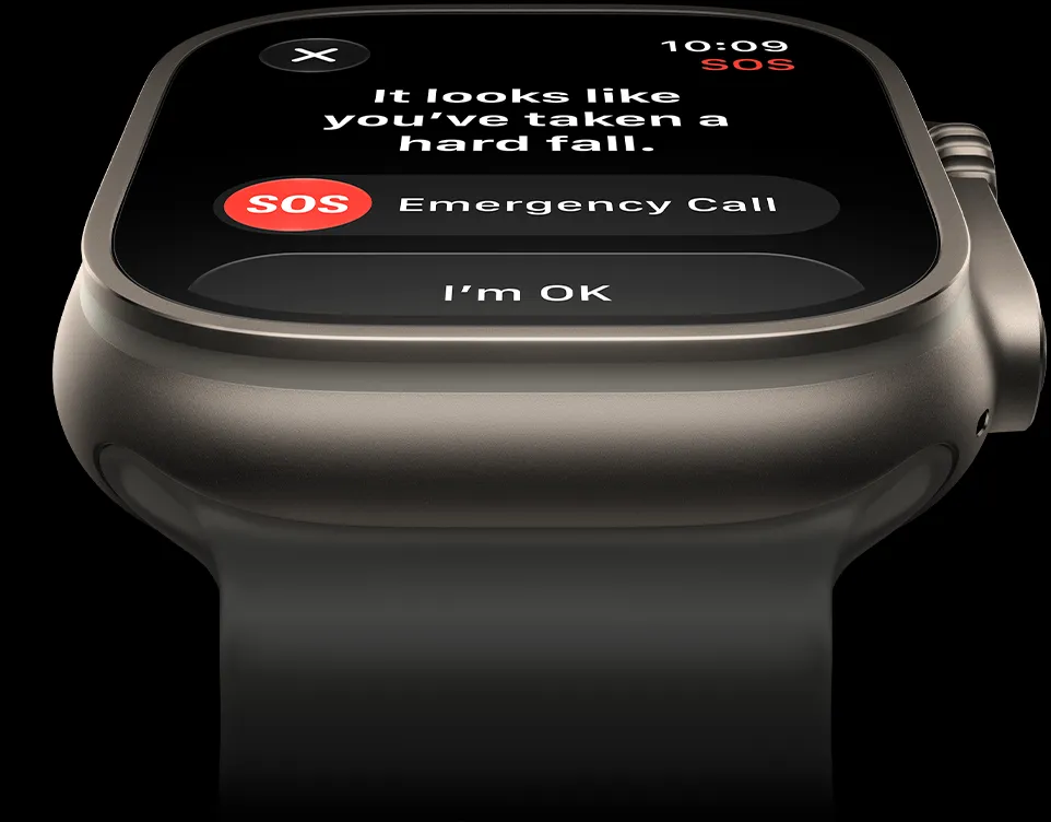 Apple Watch Ultra 4, titanium case, natural color, satellite connection, Ocean Band, translucent gray color