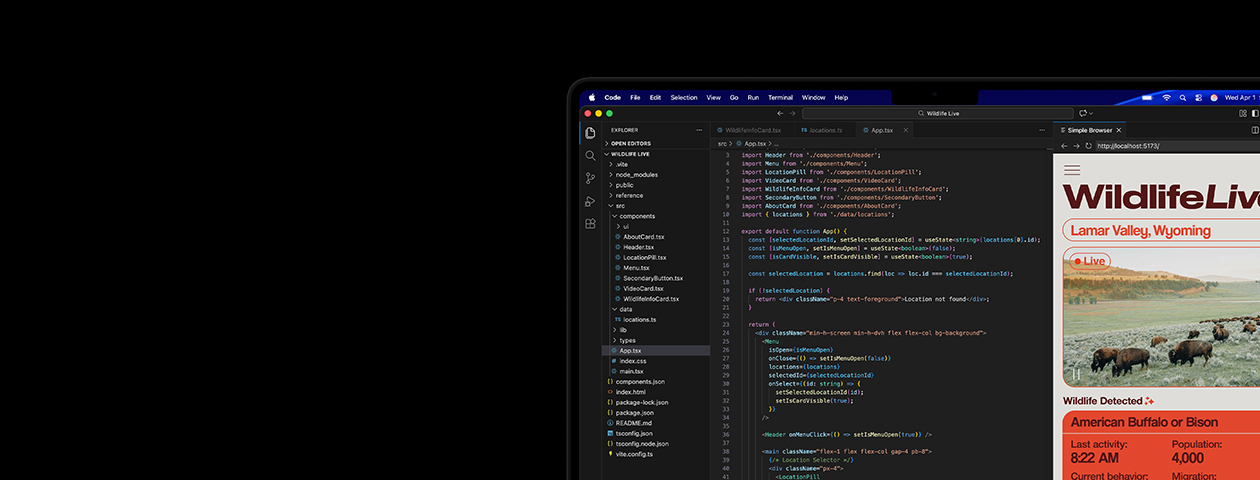 Programming tool Code running on Mac, as well as app previews