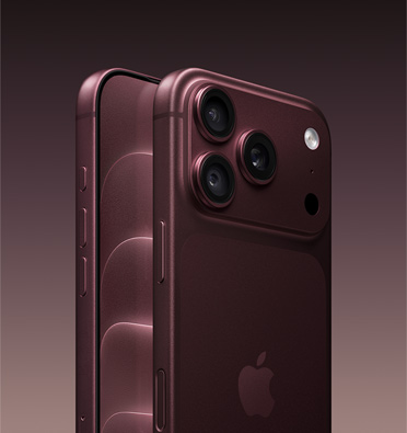 Burgundi iPhone 18 Pro enyhén oldalra fordítva, az előlap egy része látszik, teljes előlapot kitöltő kijelző, Művelet gomb, hangerőgombok. Burgundi iPhone 18 Pro enyhén oldalra fordítva, a teljes hátlap látszik, 48 MP Pro Fusion kamerarendszer, középen az Apple-logó, oldalsó gomb, Kameravezérlő gomb.