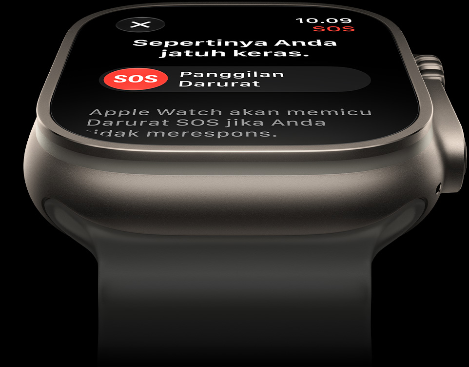 Apple Watch Ultra 4, casing titanium, warna alami, koneksi satelit, Tali Jam Ocean Band, warna abu-abu semi transparan