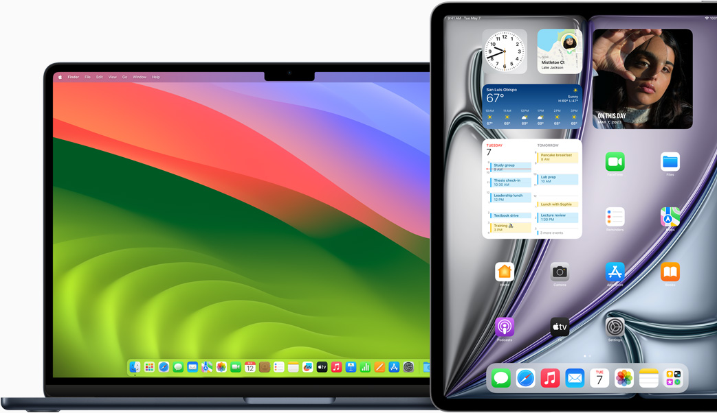 Tampilan layar MacBook Air dan iPad