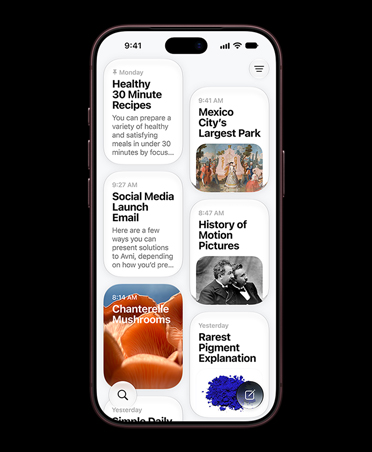 iPhone 18 Pro, Burgundy, screen shows Siri app displaying Siri AI conversations about healthy thirty-minute recipes, Mexico City largest park, social media launch email, history of motion pictures, chanterelle mushrooms and rarest pigment explanation