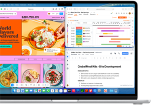 MacBook Air ar vairākām atvērtām aplikācijām