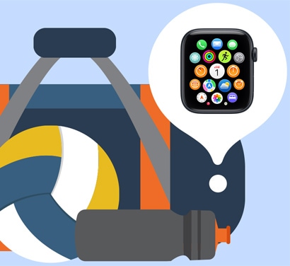 صورة توضيحية لساعة Apple Watch كانت مفقودة ووجدت في الحقيبة الرياضية باستخدام تطبيق تحديد الموقع