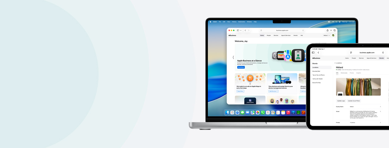 أجهزة Apple تعرض خدمات Apple Business‏