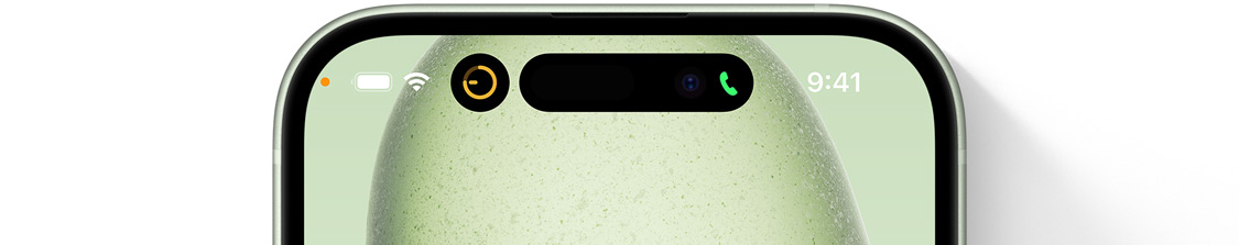 iPhone 15 showing double Dynamic Island bubbles.