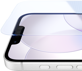 جهاز iPhone 17e، الجزء الخارجي الأمامي مع درع السيراميك 2، الجهة الجانبية الخارجية، لون أبيض، الأزرار: زر الإجراءات، وزرّا ضبط مستوى الصوت