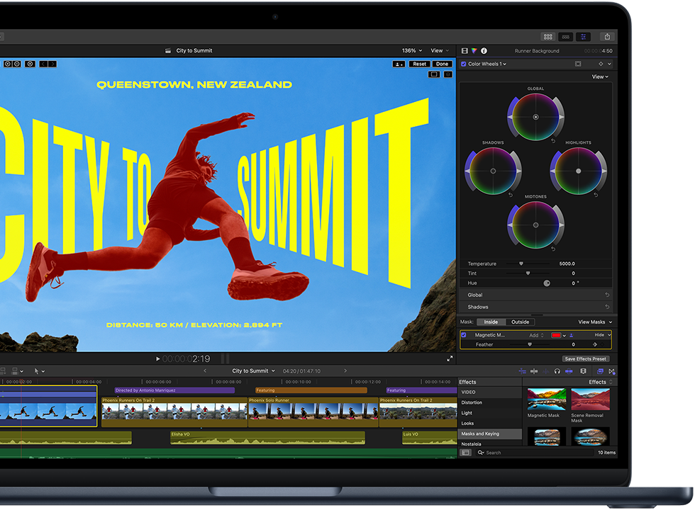 Apple MacBook Air demonstrating video editing with the M5 chip