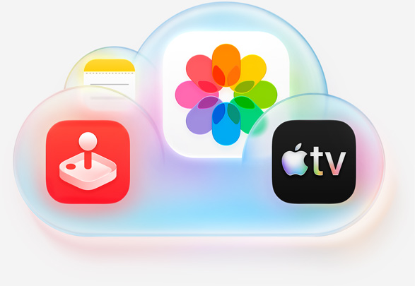 Notes, Apple Arcade, Photos, Apple TV :iCloud+ تطبيقات
