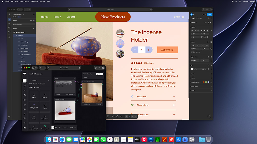 A sharply detailed graphic design image is finalised in a design app, demonstrating the GPU power of Mac&nbsp;mini with M4 and M4&nbsp;Pro