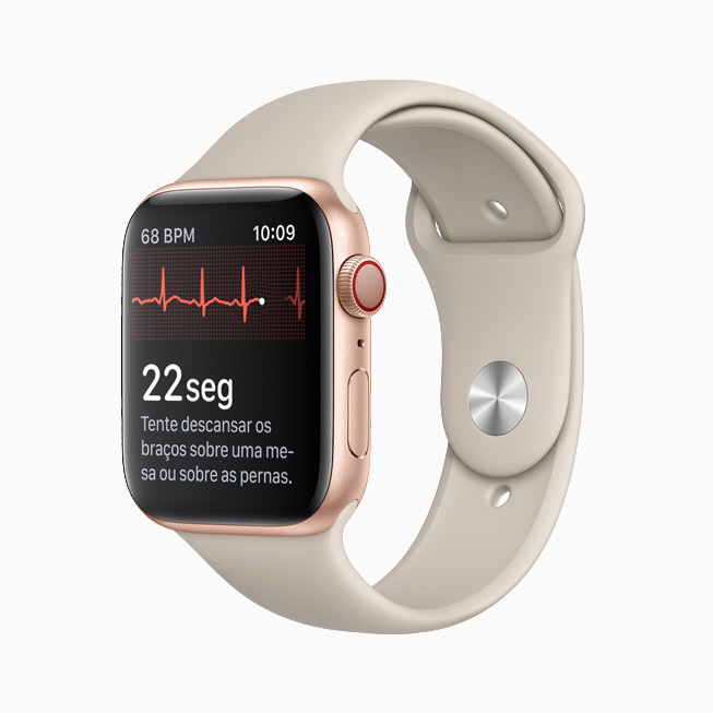 Interface do app ECG no Apple Watch.