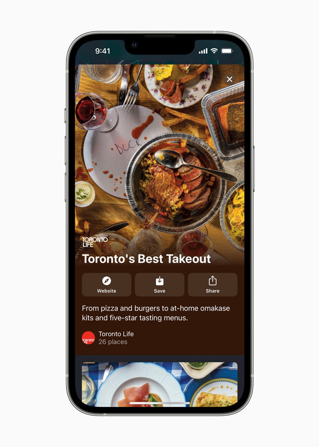 Guides on Maps featuring Toronto Life on iPhone 13 Pro.