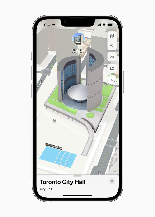 Daytime 3D map of Toronto City Hall on iPhone 13 Pro.