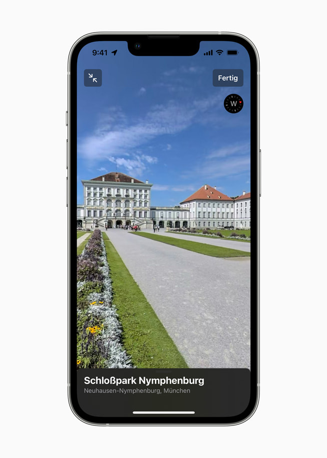 Karten auf dem iPhone zeigt den Schloßpark Nymphenburg in München.