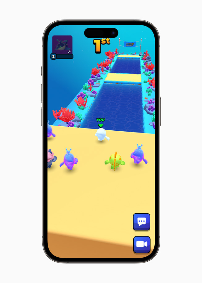 Characters are shown underwater in the Pocket Champs game on iPhone 14 Pro.